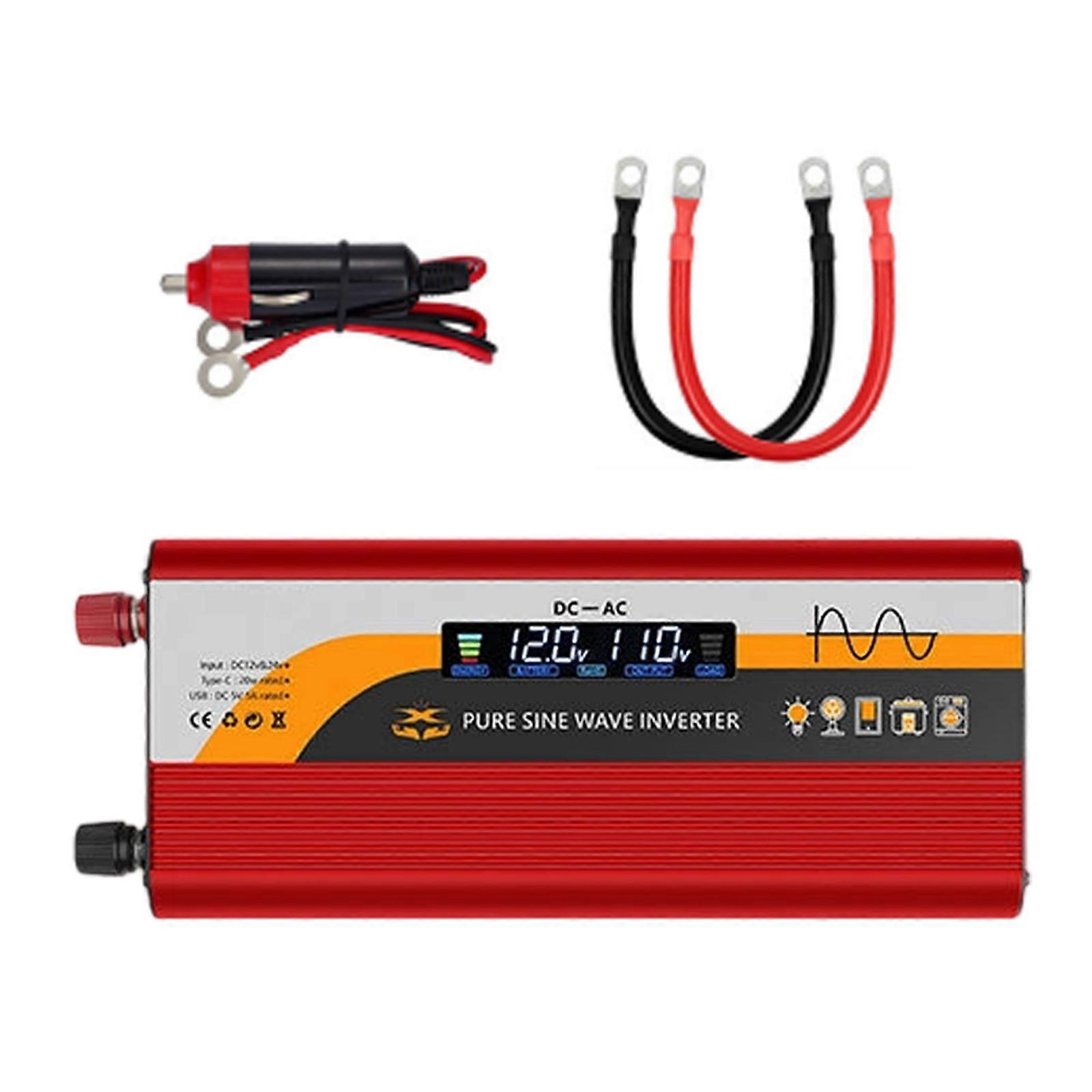 High Efficiency Car Converters 2000W Sines Waves Inverters 12V/24V To 220V For Truck Solar Systems  Red