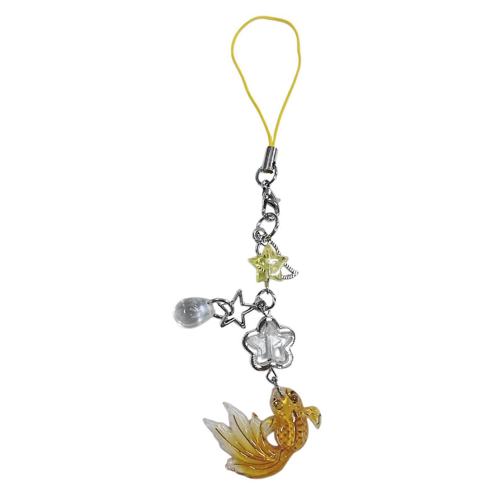 Étoile de poisson coloré perlé Téléphone breloque pendentif fait à la main robuste acrylique accessoire de mode pour un look tendance utilisation quotidienne jaune