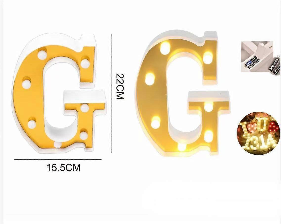 Gold LED Letter G Light with Brilliant Illumination and Weatherproof Design for Events