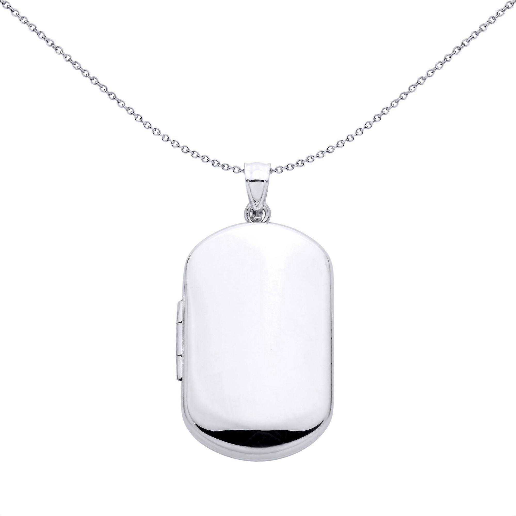 Jewelco London Sterling Silver Rounded Rectangle Cremation Urn Box Locket