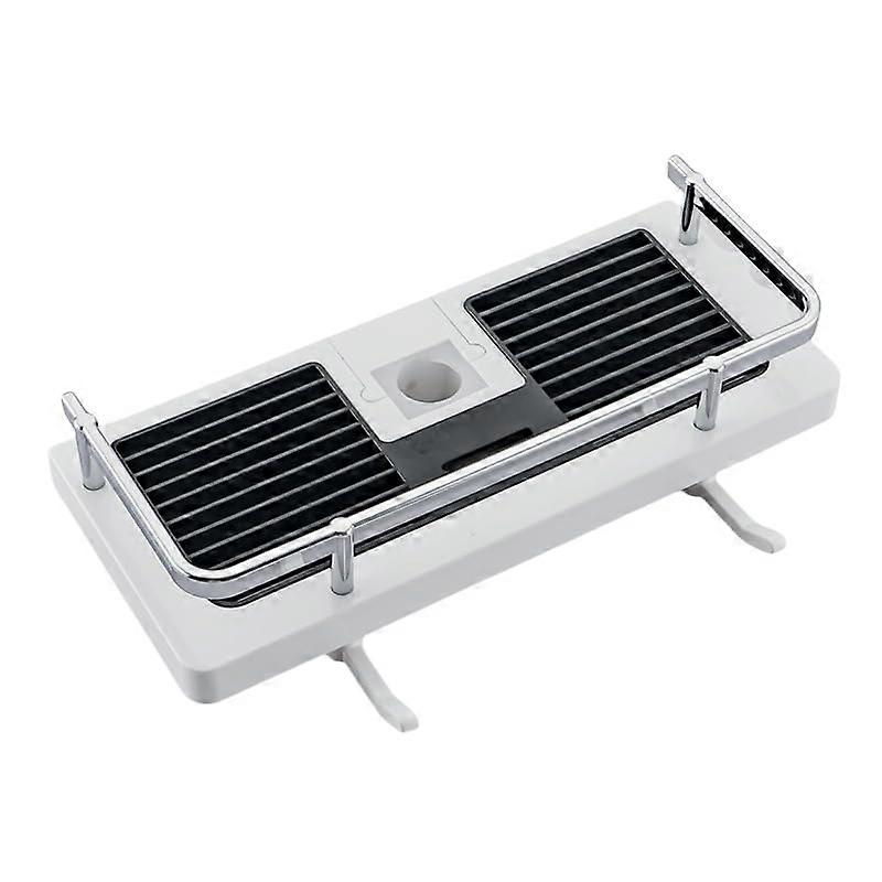 Shower Caddy Shelf with Hooks for Bathroom Storage, NoDrill Plastic Organizer for Shower Rod Pole (Black and White)