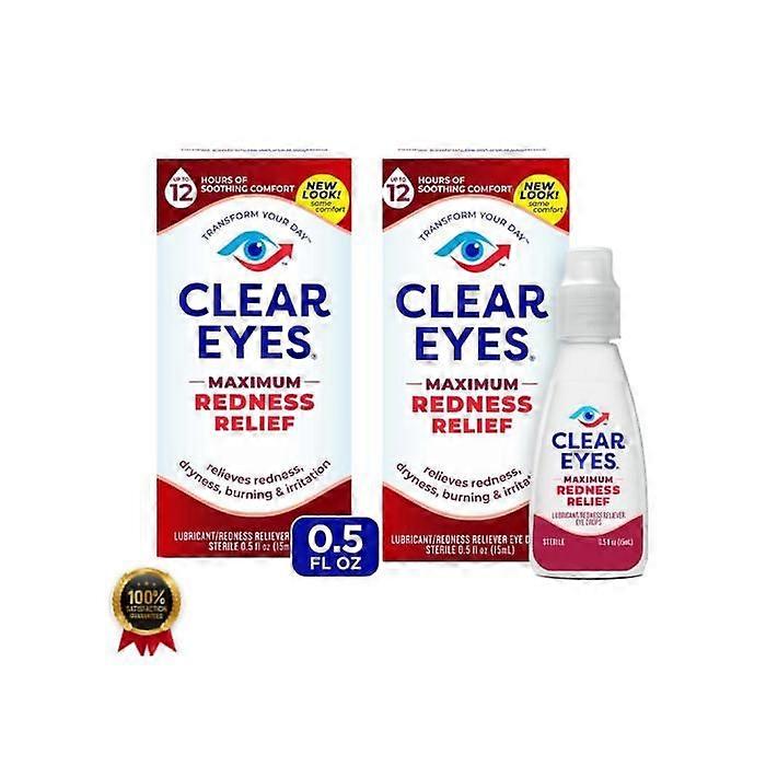 Clear Eyes Eye Drops 2 x 15ml Anti-Redness, Lubricant - Relief from Irritation
