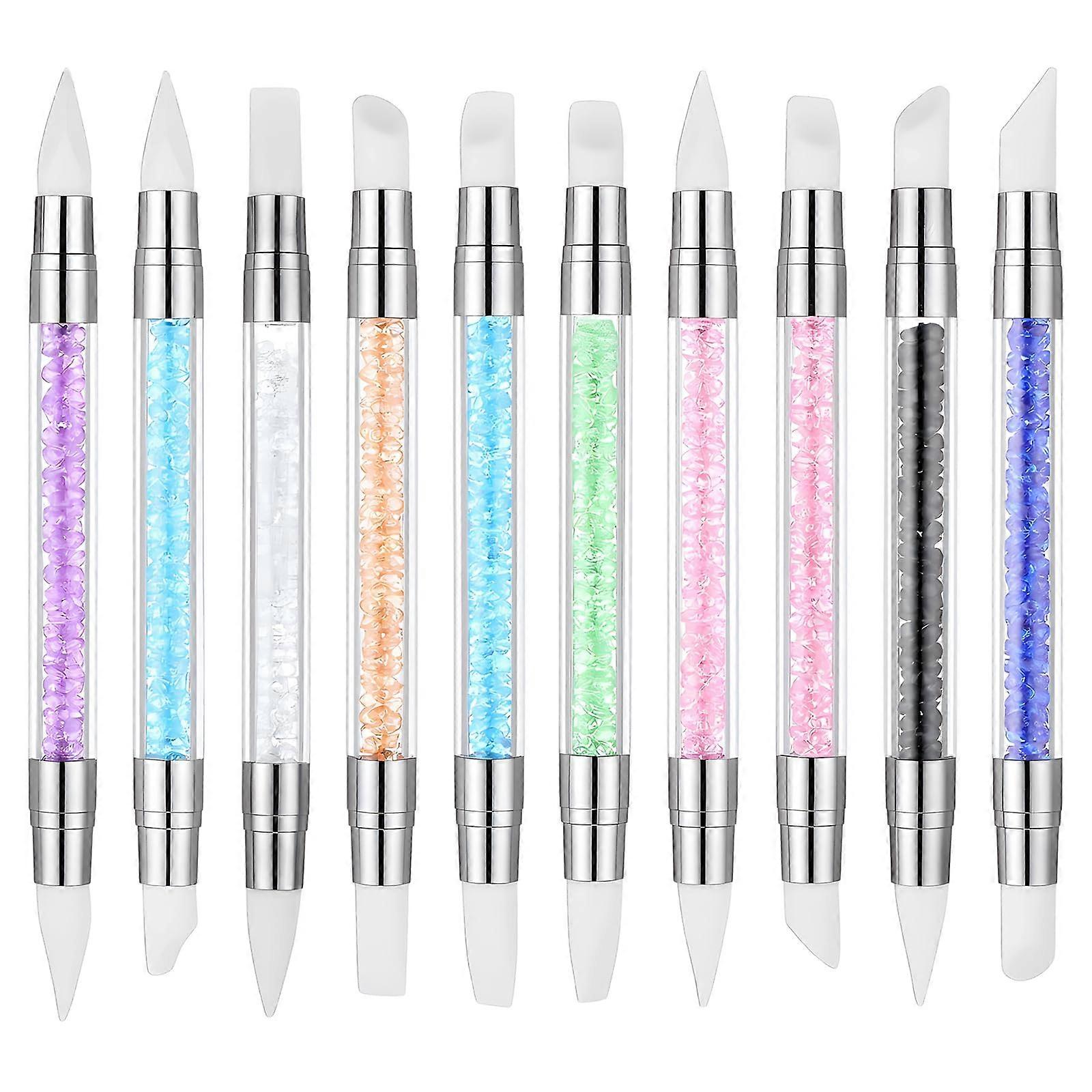 10 Pcs DualEnd Silicone Nail Art Tools Set for 3D Design, Sculpting, Carving and Drawing