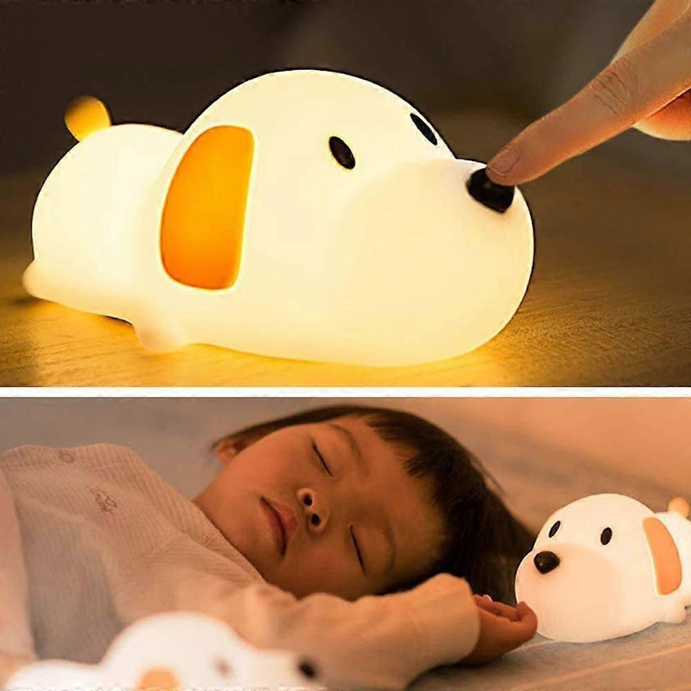 LED Puppy Night Light for Kids, Rechargeable Silicone Lamp with Touch Control and Adjustable Warm Light