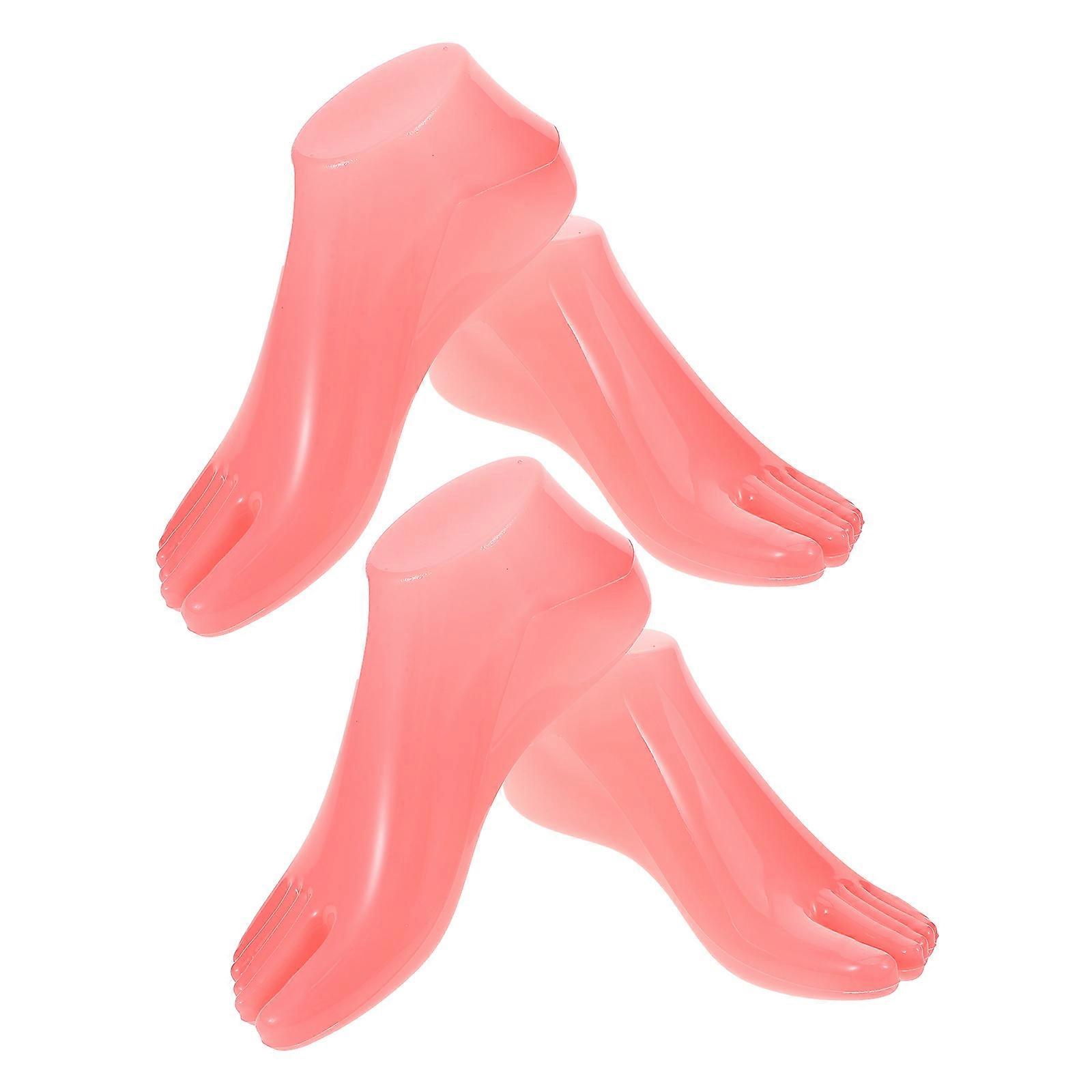 Foot Model Mannequin for Display Use 2Pairs Sock Display Holder Pink PP