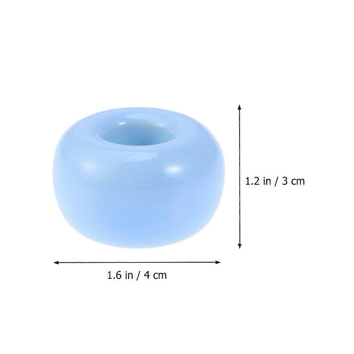 Ceramics Toothbrush Base for Storage Use 3Pcs Round Blue Toothbrush Stand