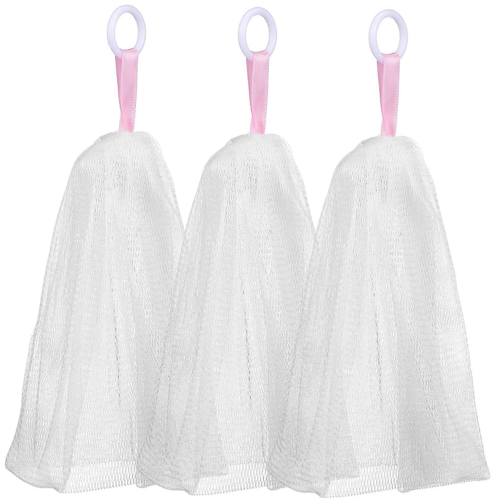 3pcs Exfoliating Mesh Soap Saver Bag with Drawstring for Rich Foam and Quick Lathering