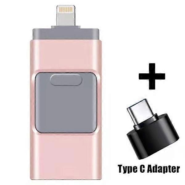 In1 USB I Flash Drive Disk Storage Memory Stick For compatible with Iphone compatible with Ipad Pc Ios Android Pink 4G