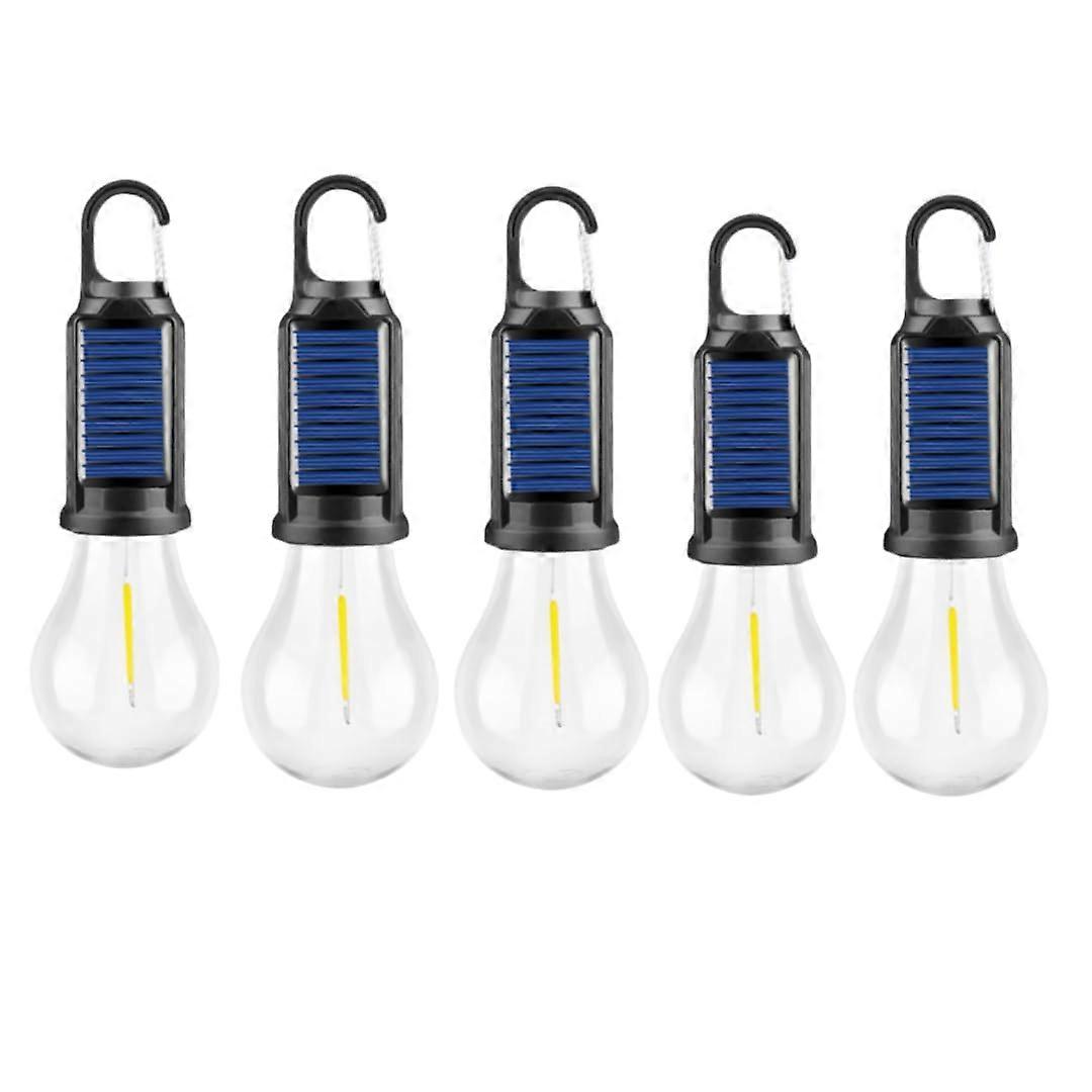 Solar Rechargeable Camping Lantern Waterproof LED Tent Light with Hook Retro Tungsten Style