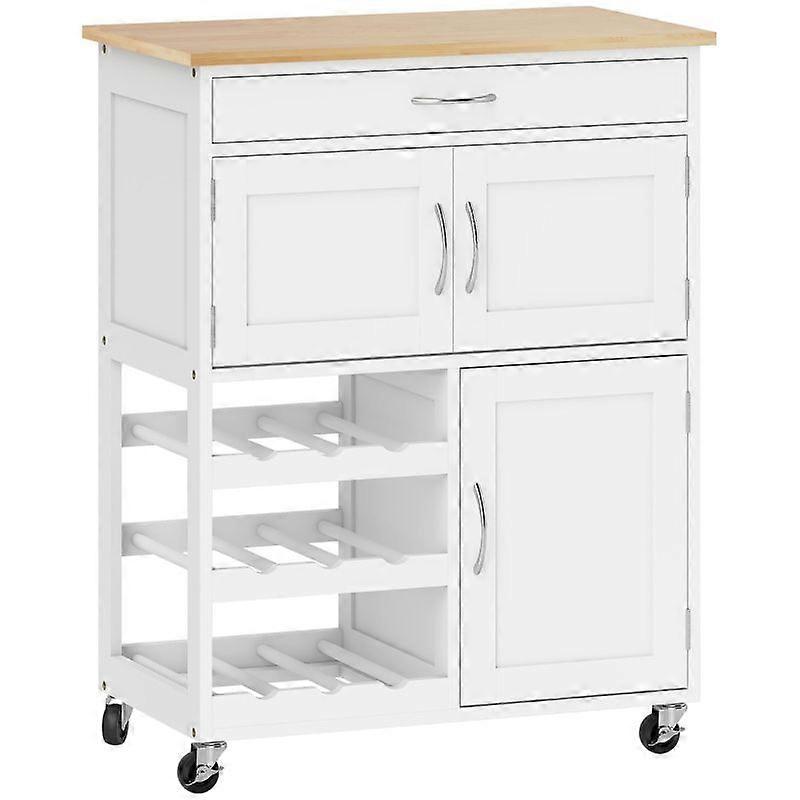 Modern Kitchen Trolley Island with Drawer and Wine Rack