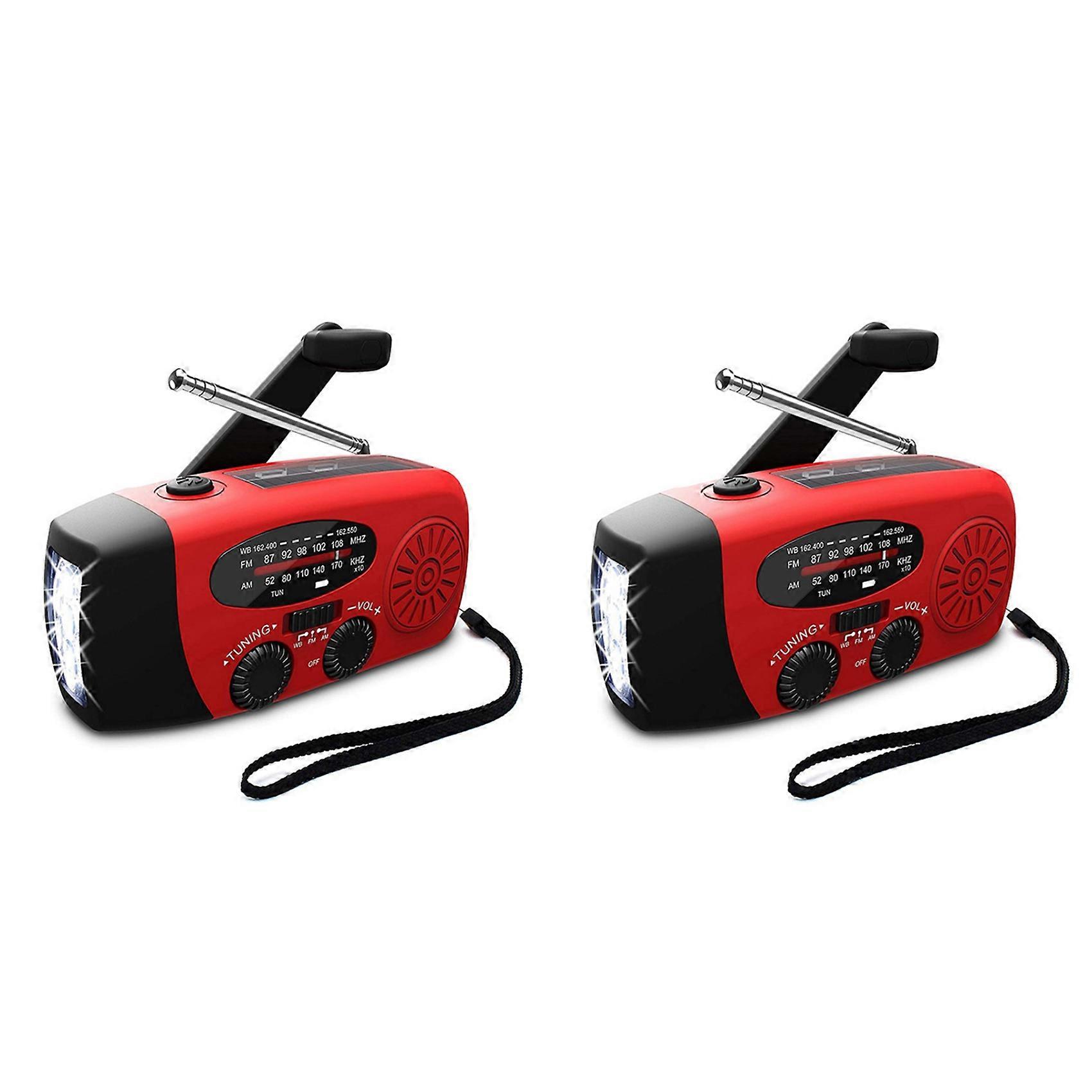 2X Led Flashlights Hand Crank Dynamo Powered AM/FM/NOAA Radio Emergency Rescue LED Flashlight Emergency Power Supply