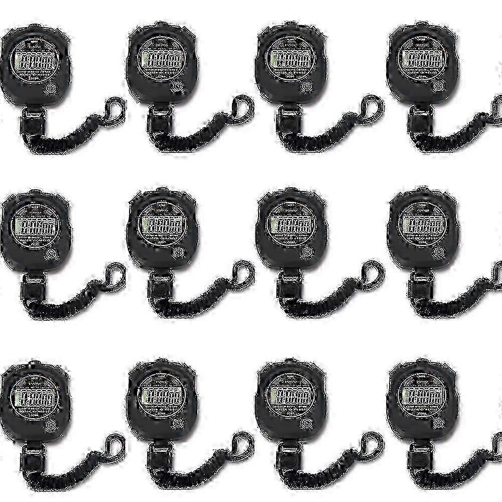12 Pack Multi-function Electronic Digital Sport Stopwatch Timer, Large Display With Date Time And Alarm