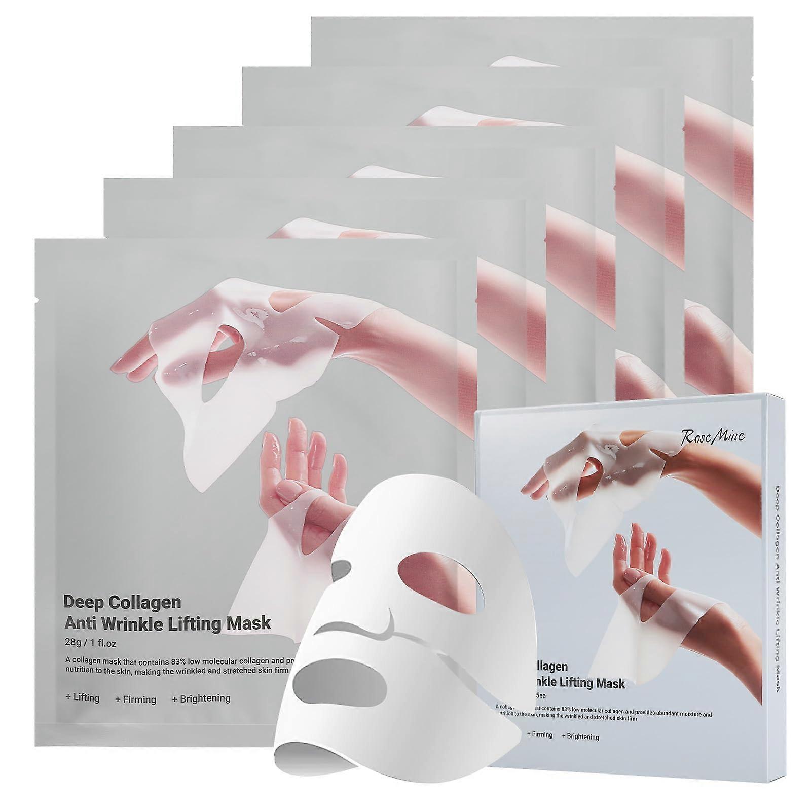 5pcs Collagen Face Mask with Deep Hydration, AntiWrinkle Lifting Effect, Overnight  28g
