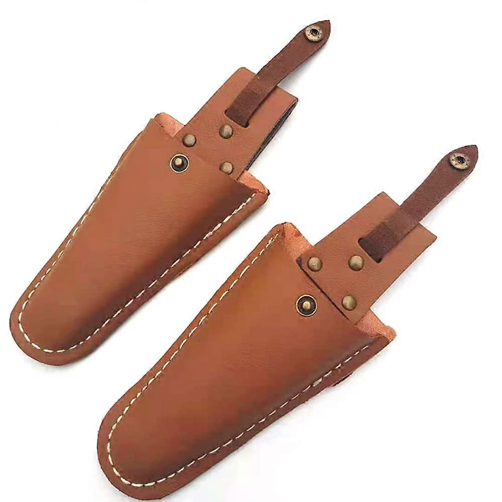 2 Pack Leather Tool Belt Holster with Snap Closure for Pliers and Pruning Shears