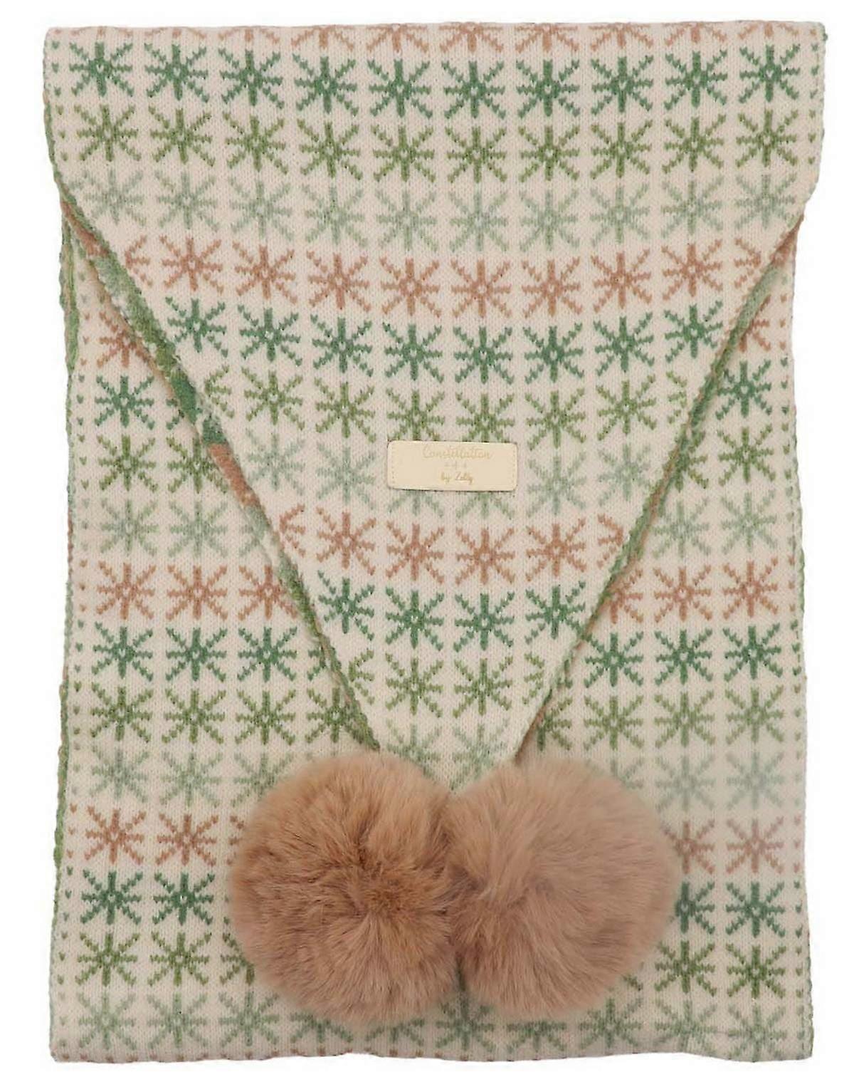 Zelly Stars Pom Pom Scarf - Green