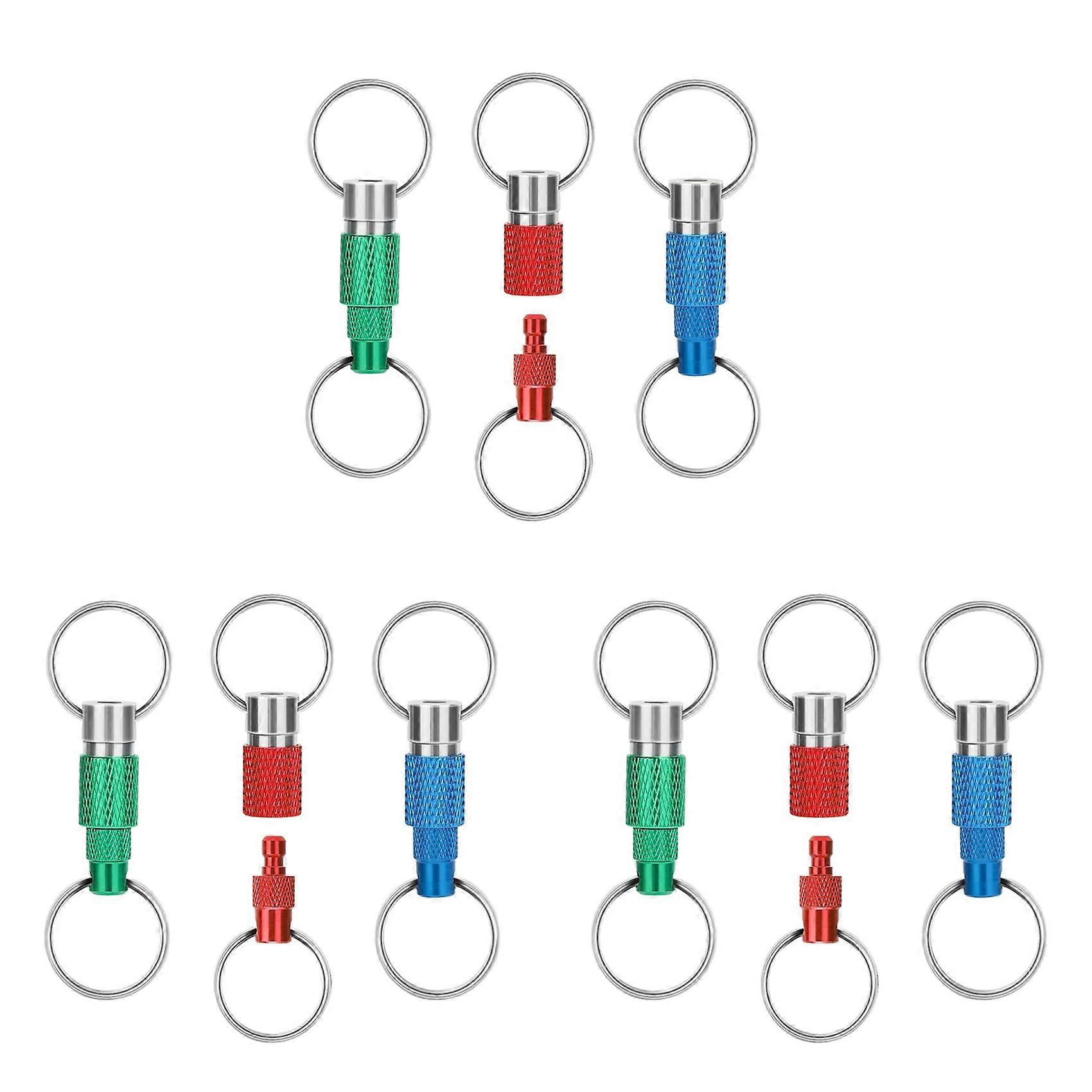 9pcs Quick Release Detachable Keychain, Double Rings Pull Apart Keychain, Spring Split Snap Seperate Keychain