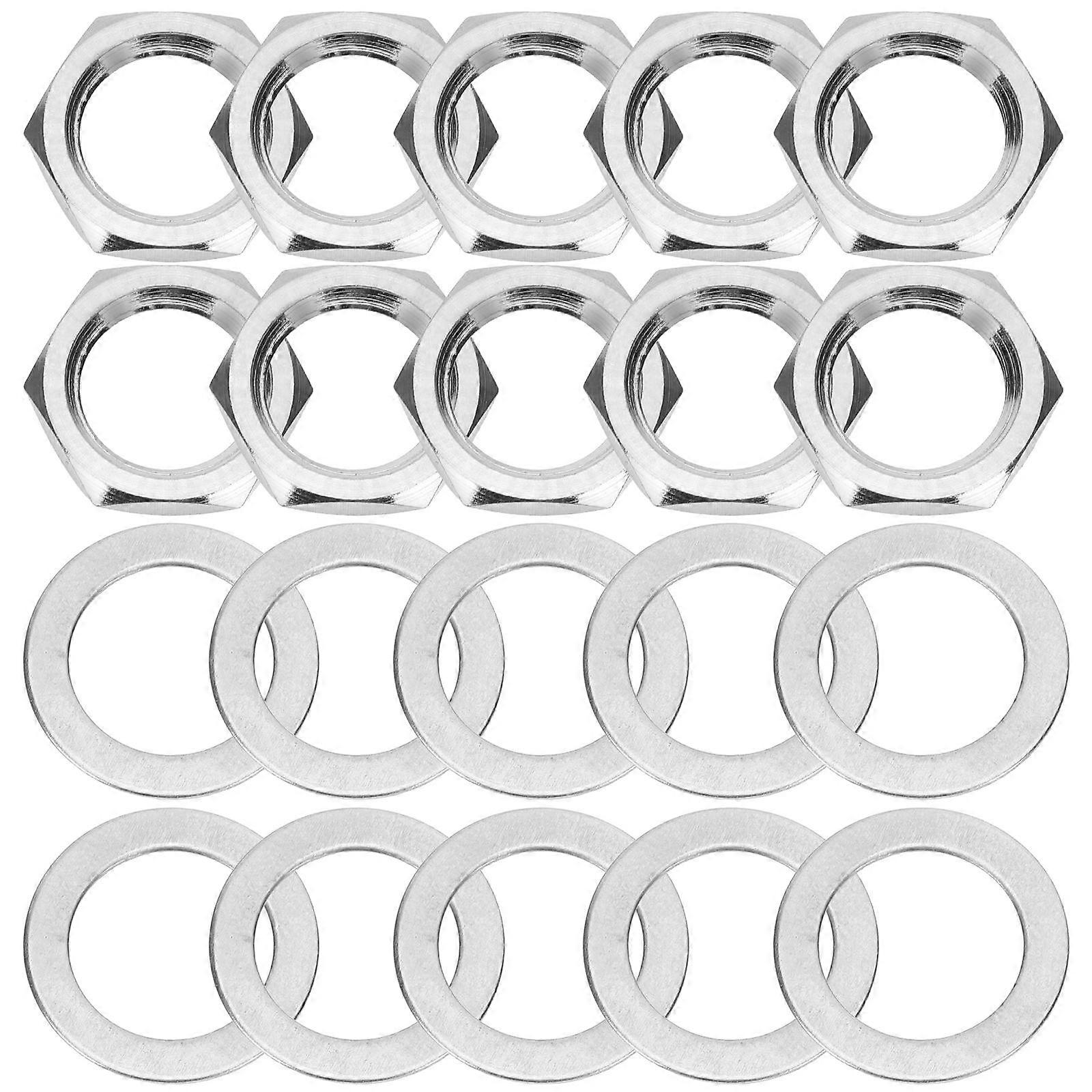 Guitar Control Potentiometer Alloy Nuts Washers Diy Projects Guitarists Silver 10Sets