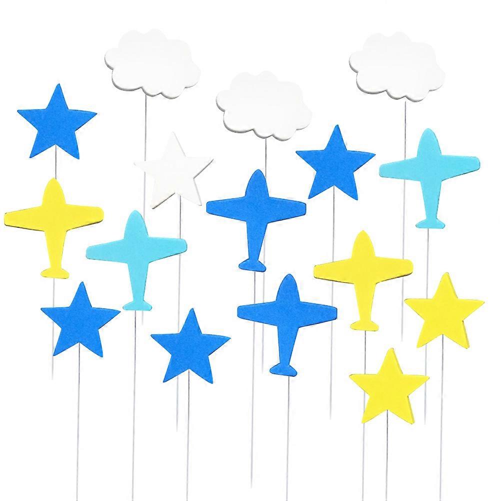 Plane Theme Party Decorations Cloud Cake Toppers Set of 16Pcs