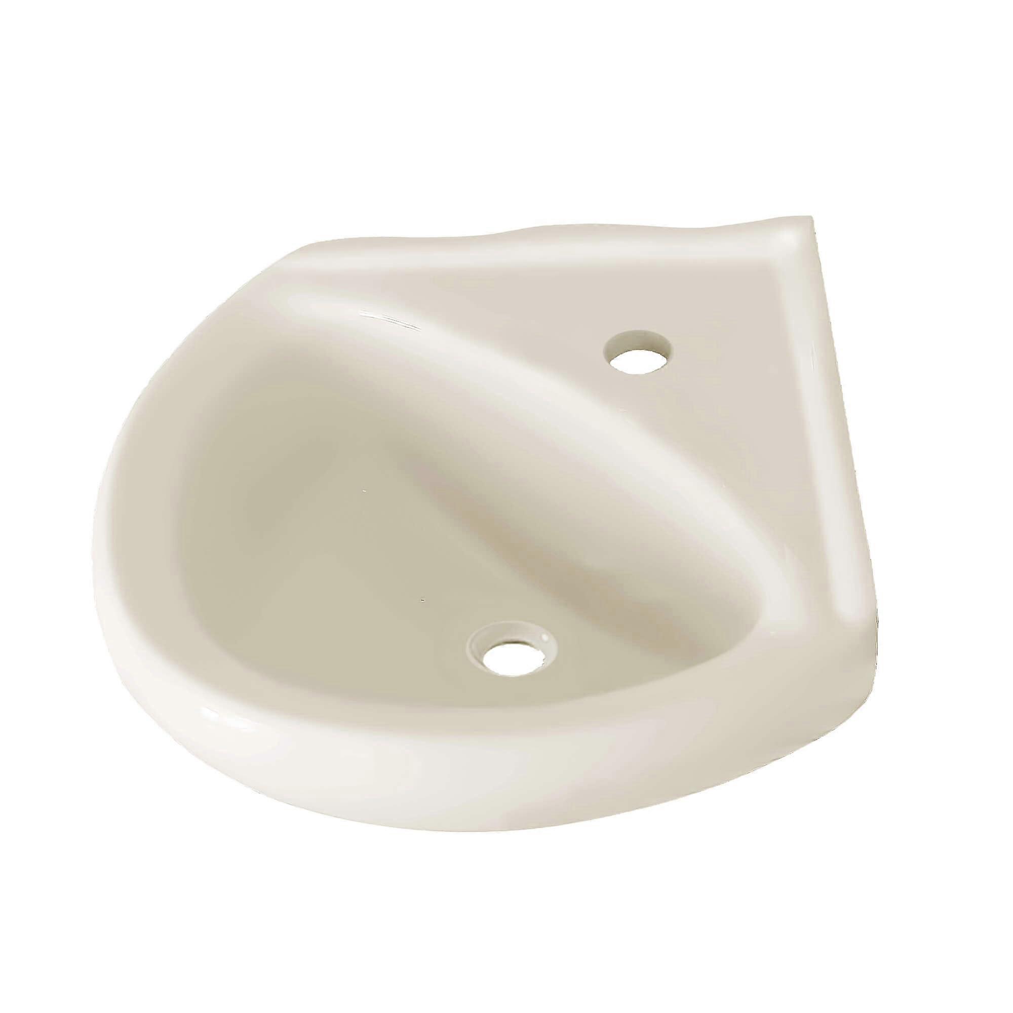 Compact Biscuit Ceramic Corner Bathroom Sink with Overflow, Wall Mounted Small Space Saving Design Ref:4207