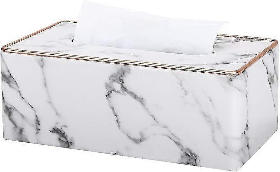 Rectangular Leather Tissue Box (Gray Marble Pattern) 26s