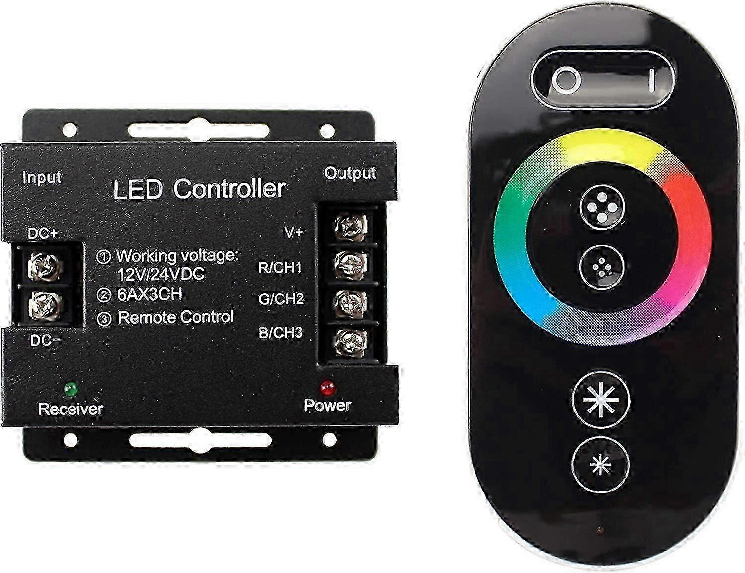 12V-24V RGB LED Touch Dimmer Switch, RF Wireless Remote Control, Memory Function for LED Strip Lights
