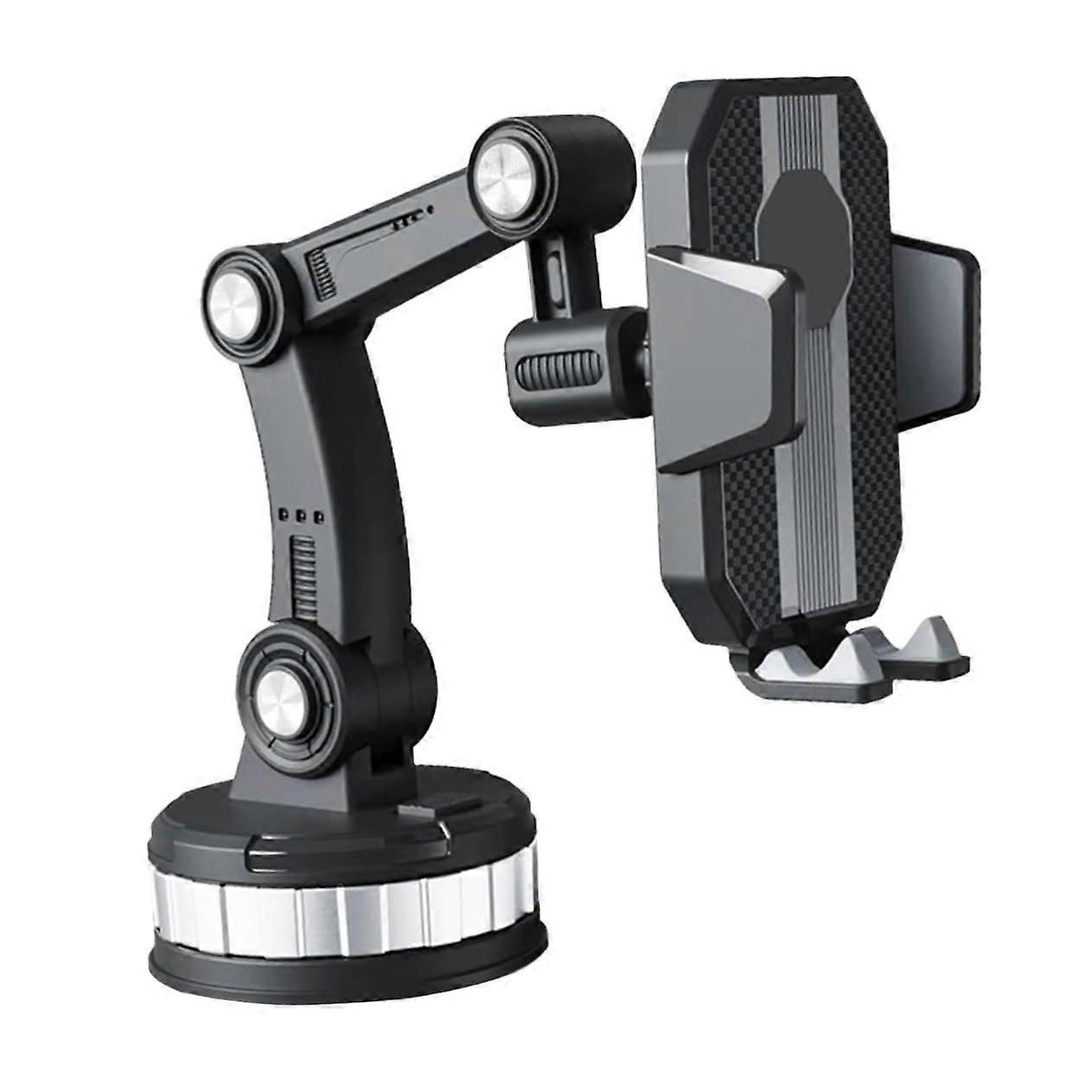 Car Phone Holder with Strong Suction Mount for Hands Calling and Stable Navigation View Black