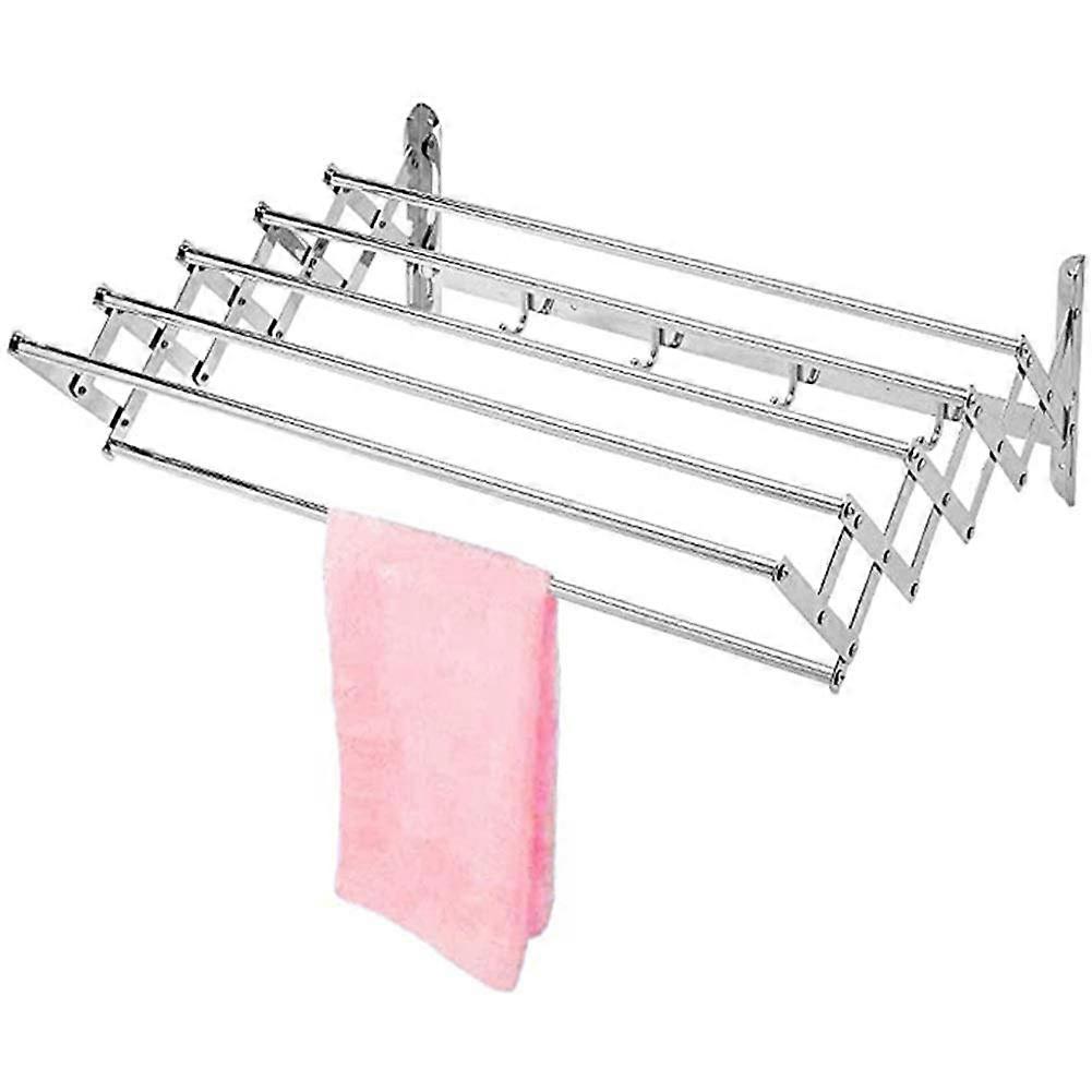 Wall Mounted Drying Rack 304 Stainless Steel Retractable Clothes Airer Space Saving 50cm