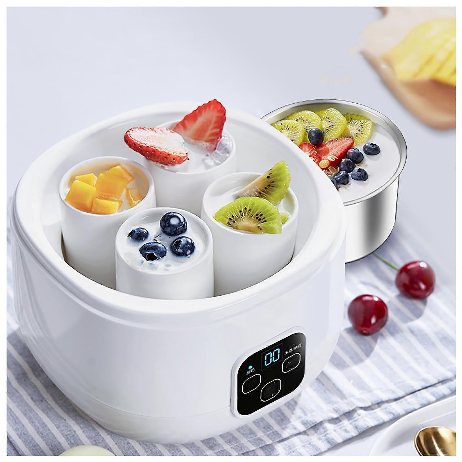 1L Yogurt Maker with Touchscreen Control, Constant Temperature, 4 Ceramic Cups, Natto Function