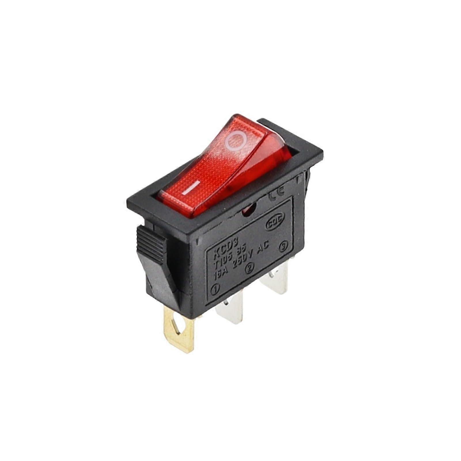 10PCS KCD3 Rocker Switch with LED Light, 2 Position 3 Pin Electrical Power OnOff Control