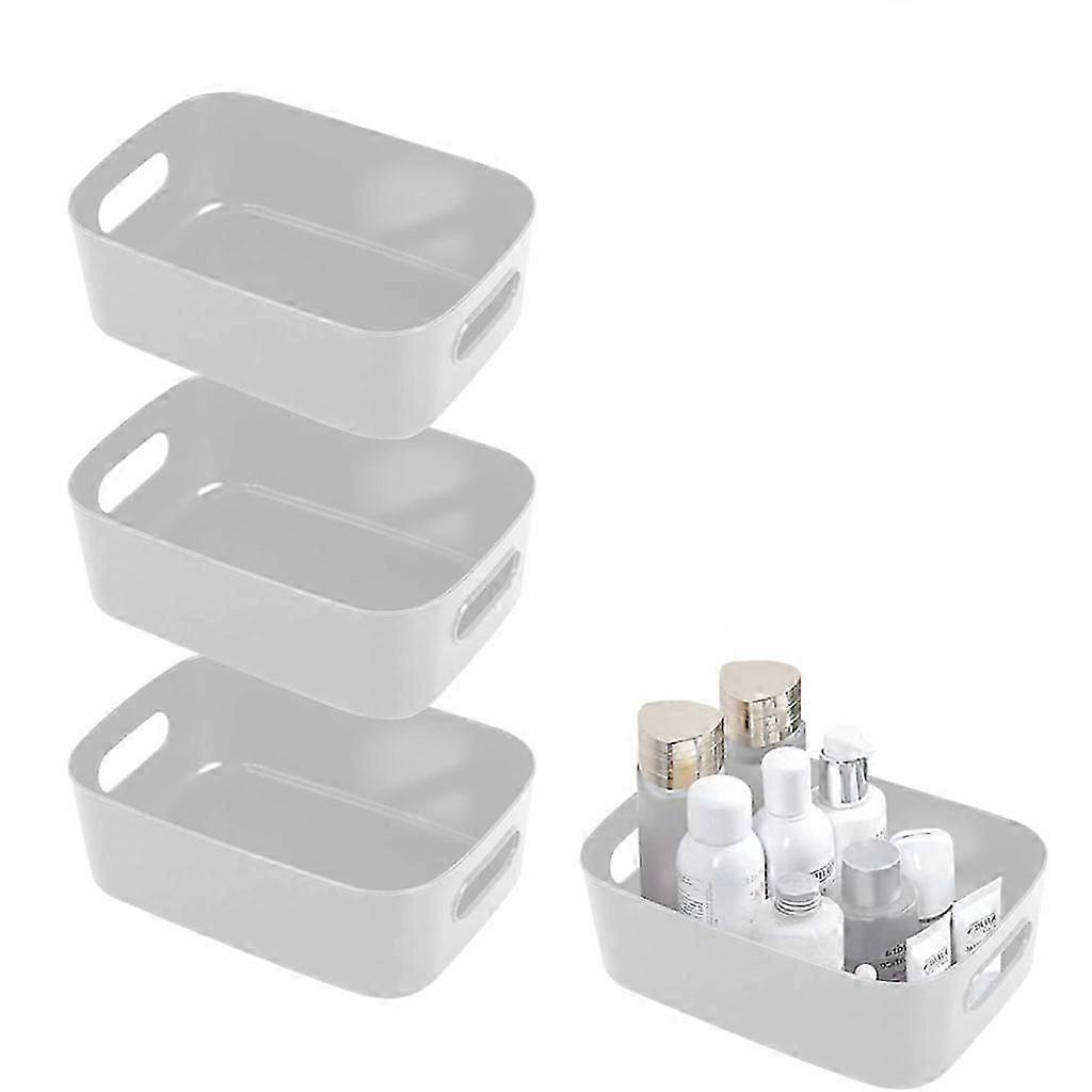 3-Piece Plastic Storage Box Organizer Box, Stackable Closet Organizer Boxes with Handle, Plastic Storage Baskets & Containers for Bathroom, Cosme
