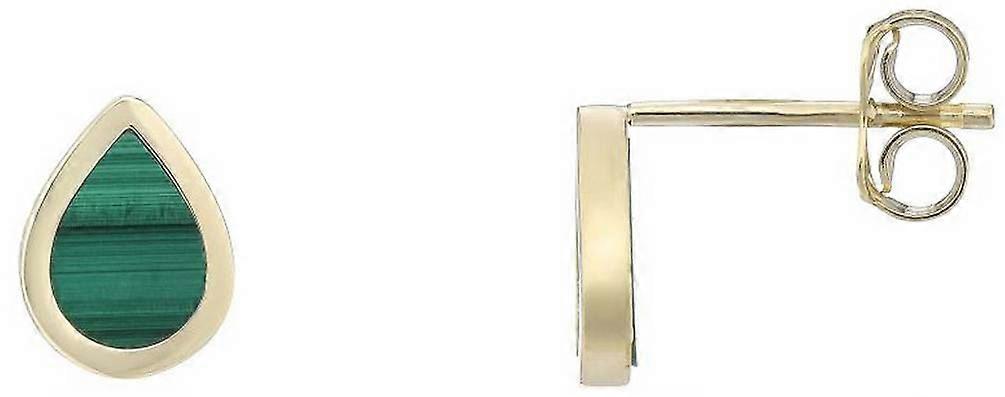 Mark Milton Malachite Pear Stud Earrings - Yellow Gold/Green