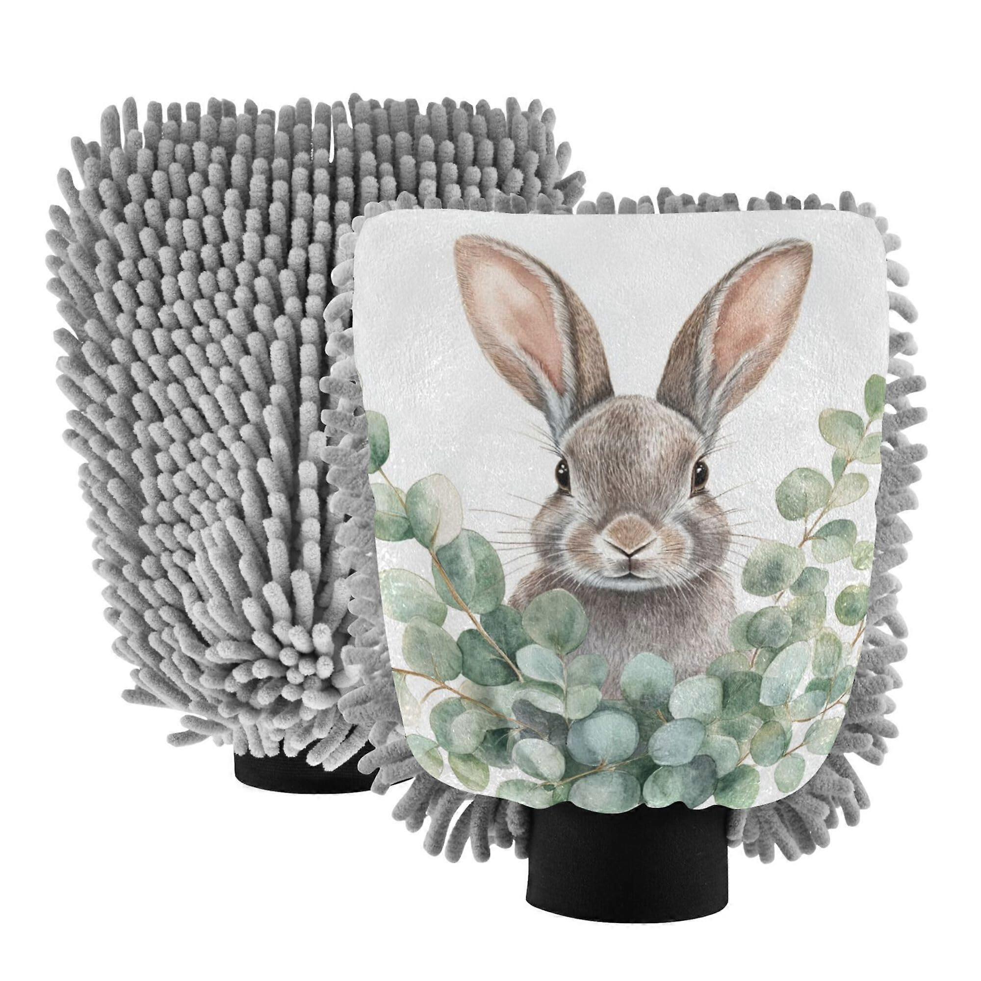 2 Pack Dual Sided Microfiber Car Wash Mitts, Scratch Cleaning, Quick Absorption, Large Size