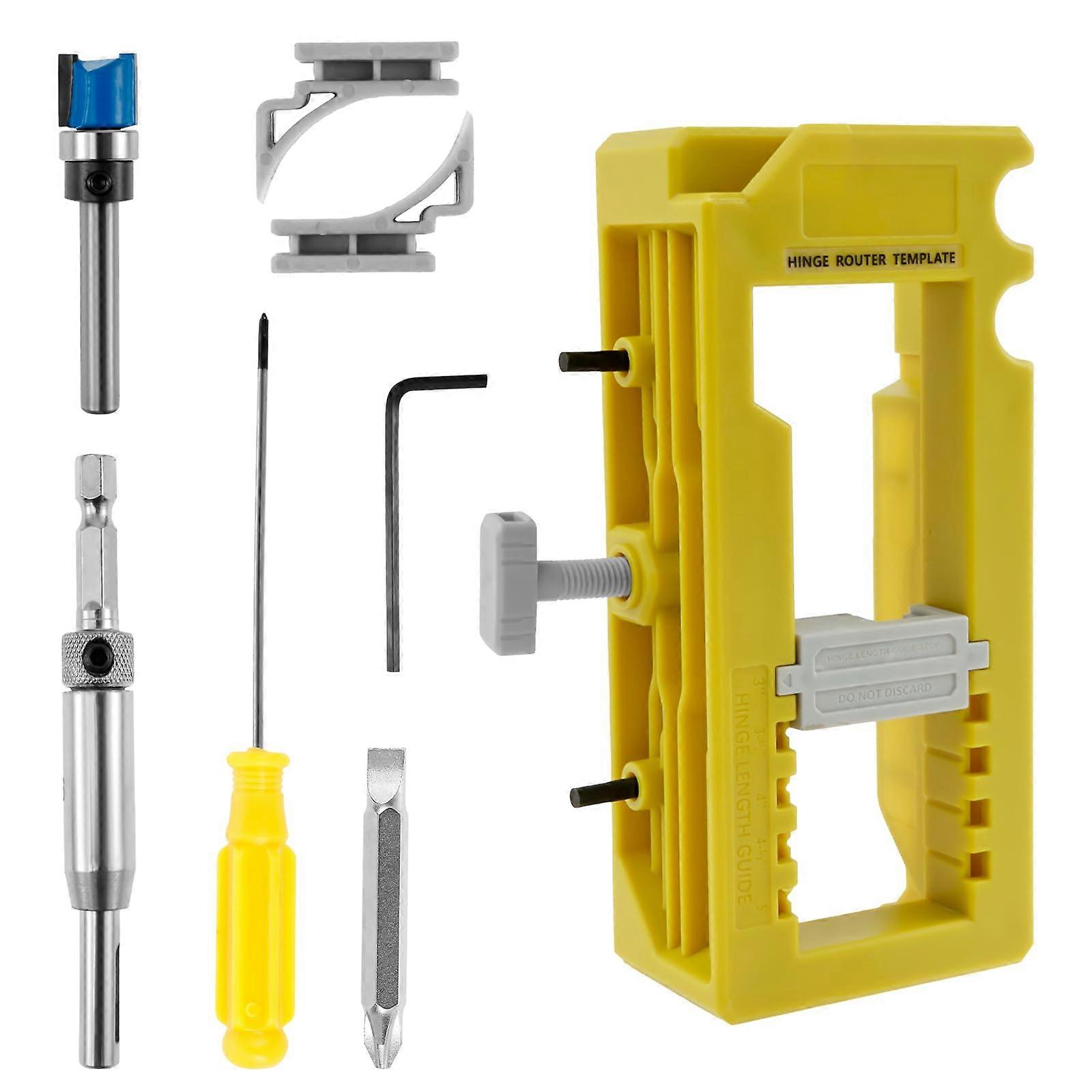 Door Hinge Jig Kit for 35 Inch Hinges, Adjustable Mortise Template for Square or Round Corners