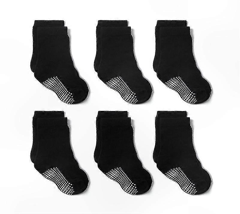 6 Pairs Boys' Solid Color Boat Socks for Kids