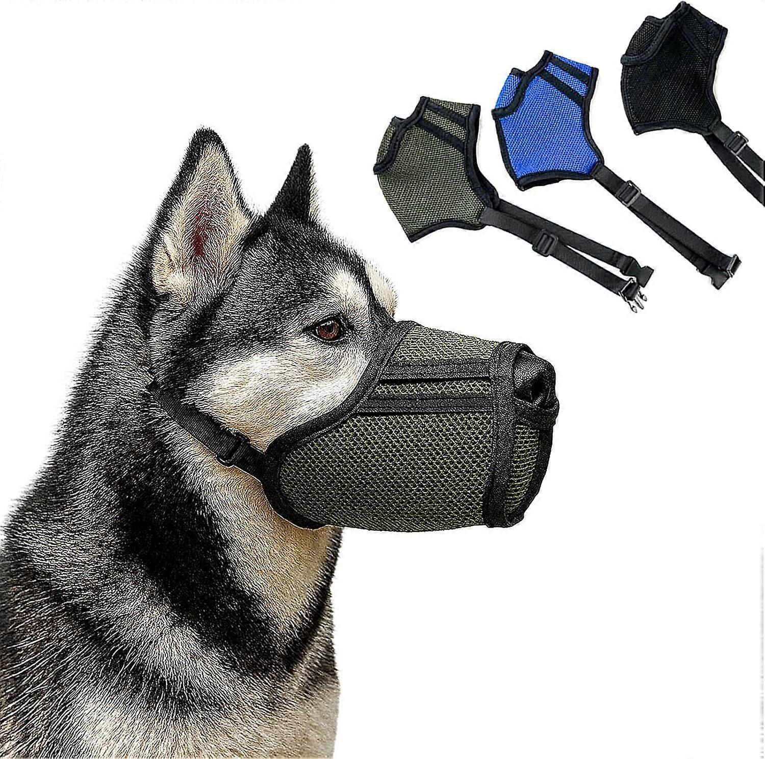 Dog Muzzle Breathable Air-Mesh 3D  Mesh Soft Muzzle for Small Medium Large Sized Dogs, Ad