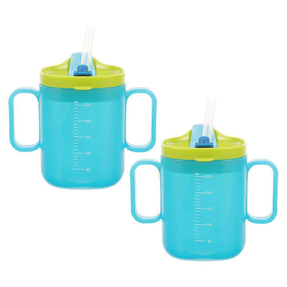 Infant Feeding Cup for Drinking with Straw 2Pcs Sky-Blue Material Cup