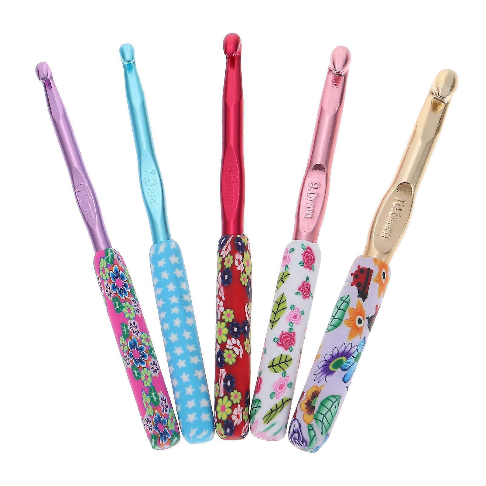 Aluminium Crochet Hook Set for Handcraft Knitting 5Pcs Assorted Color Hooks