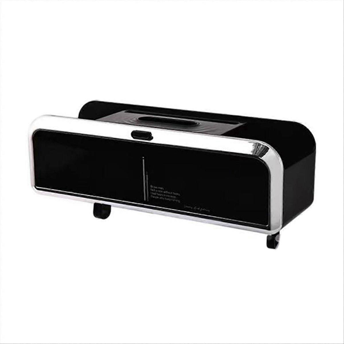 Multi-Functional Car Tissue Box with Hooks Silver Plated Black