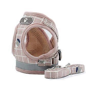 Adjustable Chest Strap Dog Harness Vest for Pet Use 1Pcs Pink Size L