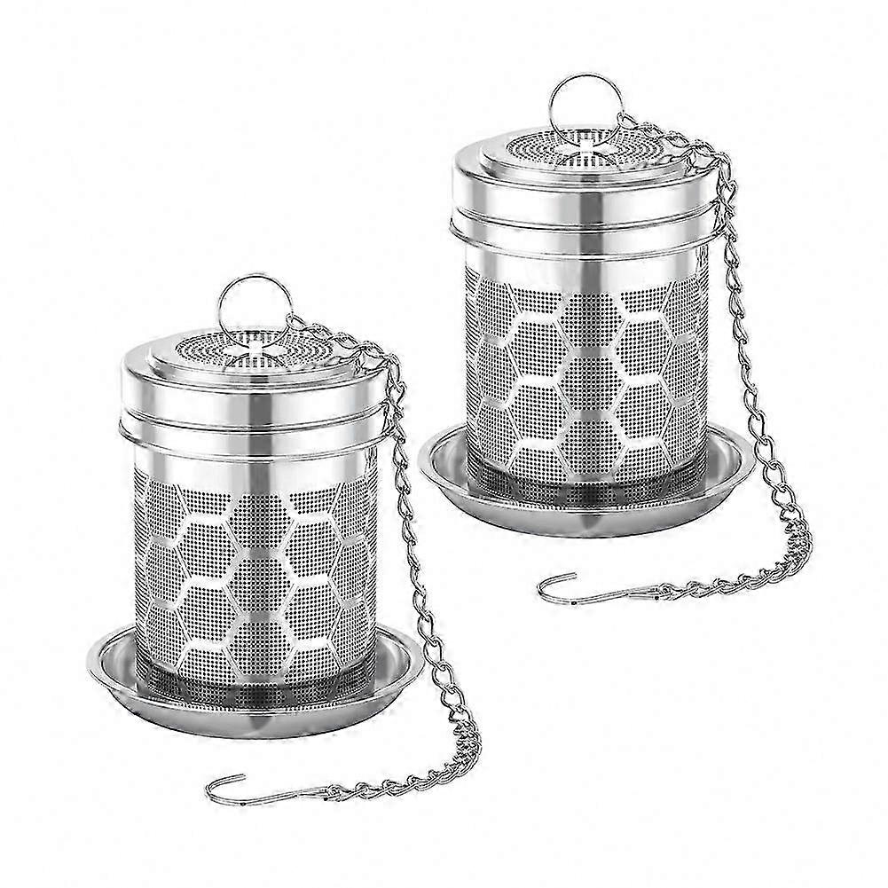 Double Fine Mesh Tea Infusers with Hook, 2-Pack Loose Leaf Steeper for Brewing