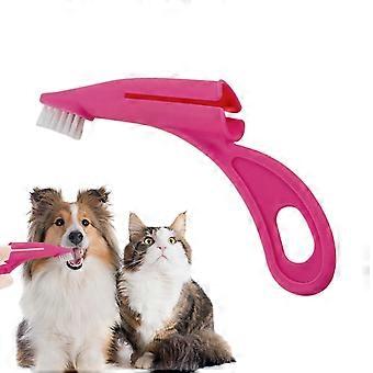 Dog Finger Toothbrush for Dogs and Cats Soft Bristle Pet Teeth Cleaning Brush Hot Pink 1 Count
