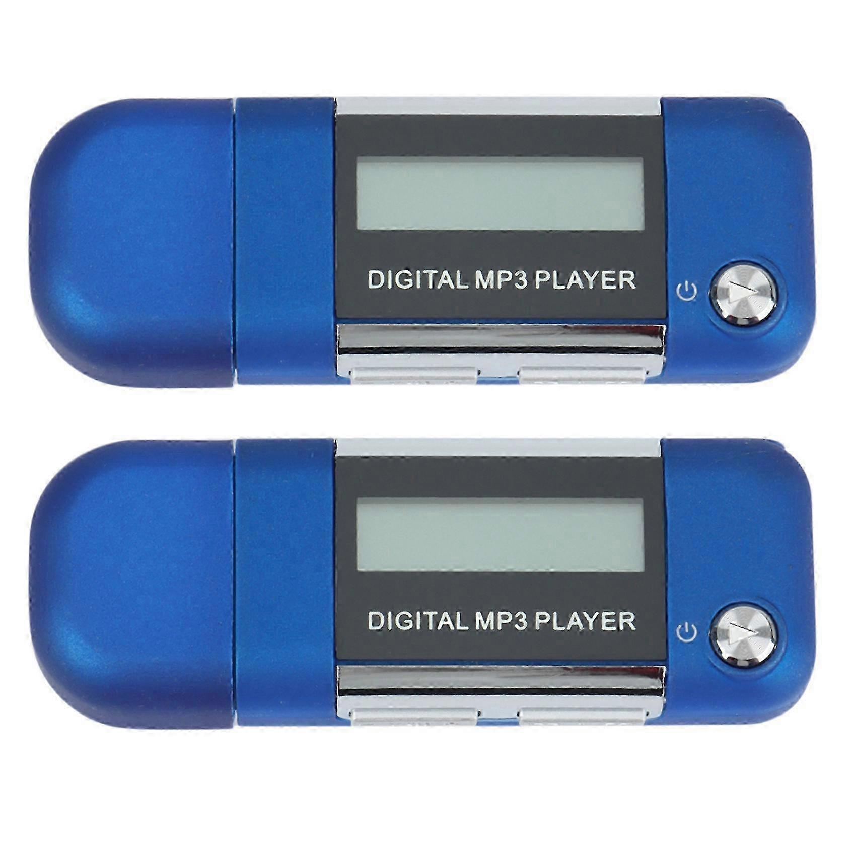 2X Portable 4GB MP3 Player with U Disk Function, Replaceable AAA Battery & Recording Feature - Blue