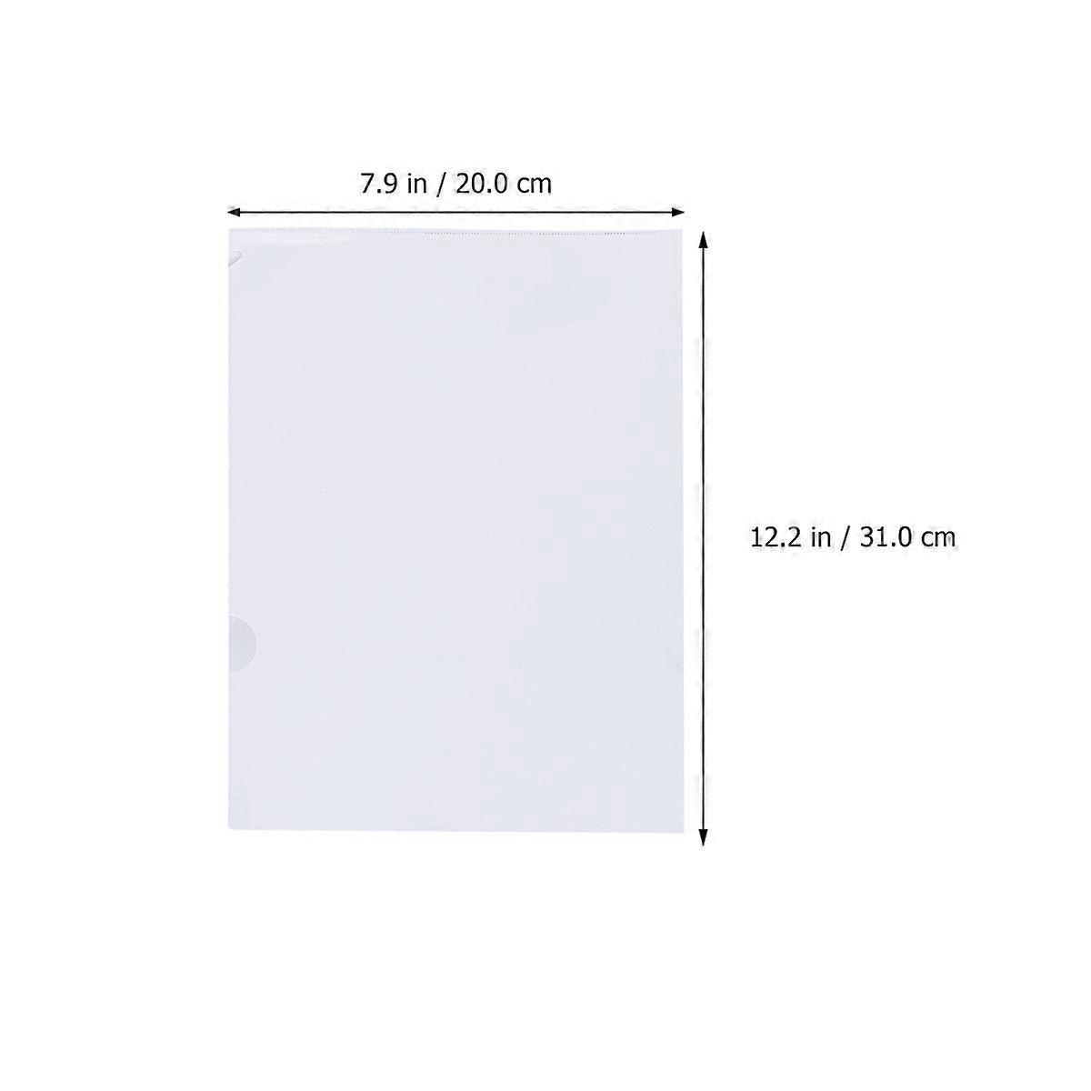 20pcs Office Document Folder Single Page Paper Folder L Shape Plastic Folder (White)