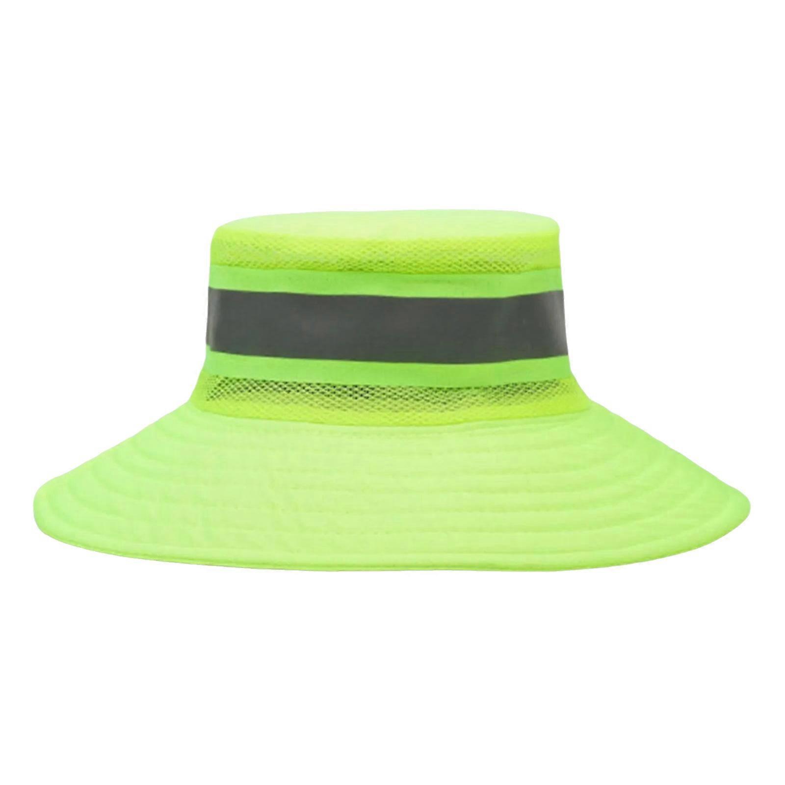Practical Polyester Sun Hat With High Visibility Reflective Strips Adjustable Hat For Different Season  Green