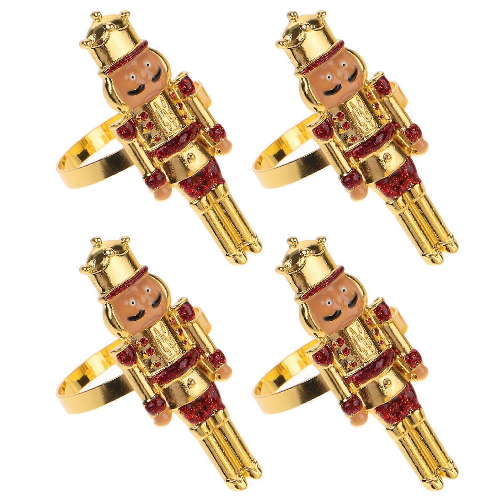 Christmas Nutcracker Napkin Buckle for Festive Table Setting 4Pcs