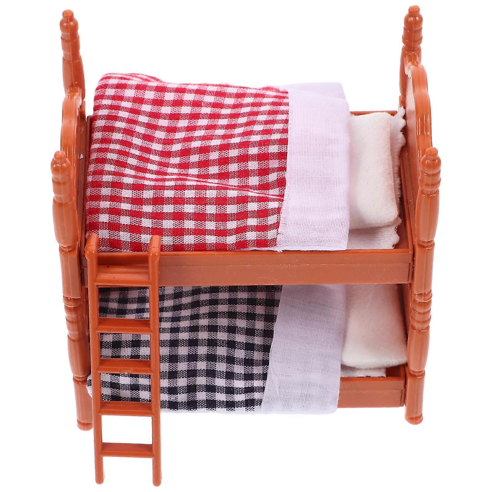 1pc Creative Mini Double Beds Durable Mini Bunk Beds Practical Simulation Bed