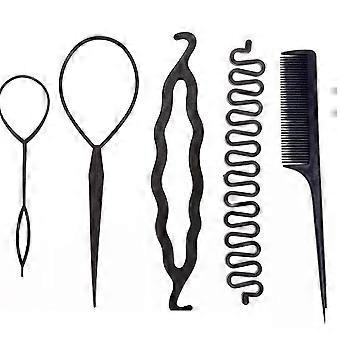 5-teiliges Haarstyling-Set: 1 Haarhaken, 1 Paar Haarnadeln, 1 Fischgrätenzopf-Spirale, 1 Kamm zum Flechten (Bl).