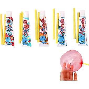 5PCS Magic Blow Bubbles Balloons,DIY Bubbles with Straw,Bubble Glue Toy Colorful Blowing Bubble Glue Creative Party Favor Back to School Gift