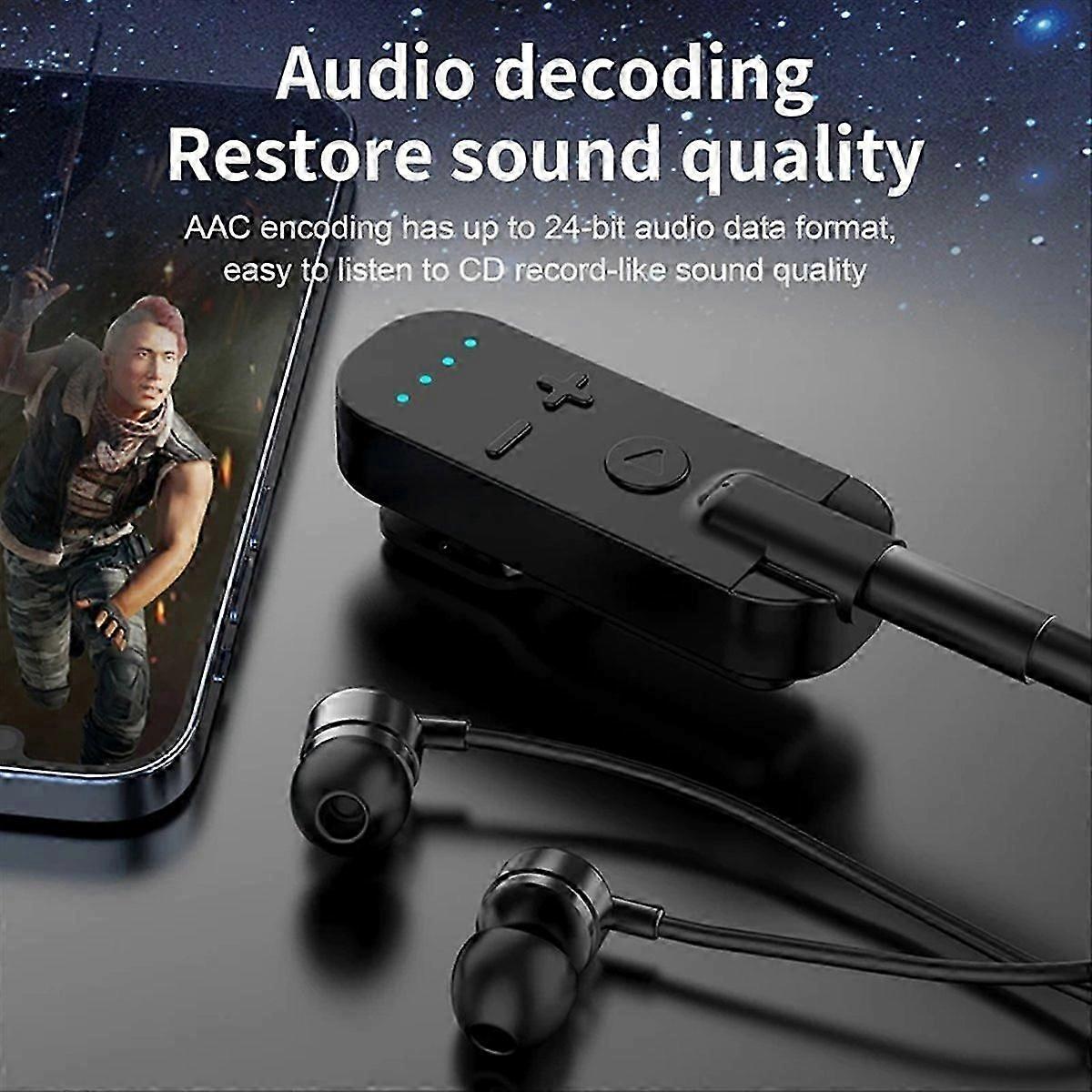 Lavalier Bluetooth 5.2 Wireless Audio Receiver 3.5mm AUX Red