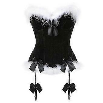 Sexy Velvet Christmas Corsets Women Miss Santa Bustier Corselet Bowknots Zipper Side Overbust Corset S-6